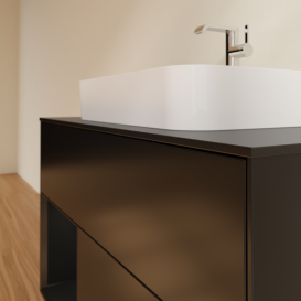 Тумба под раковину Villeroy & Boch Finion 100х50,1 см с подсветкой МДФ черный матовый лак/стекло черное матовое G362PDPD