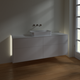 Тумба под раковину Villeroy & Boch Finion 160х50,1 см с подсветкой МДФ белый матовый лак/стекло белое матовое G73100MT