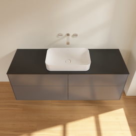 Тумба под раковину Villeroy & Boch Finion 160х50,1 см с подсветкой МДФ антрацит матовый лак/стекло черное матовое G73200GK