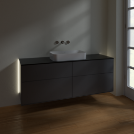 Тумба под раковину Villeroy & Boch Finion 160х50,1 см с подсветкой МДФ антрацит матовый лак/стекло черное матовое G73200GK