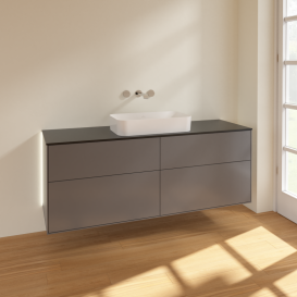 Тумба под раковину Villeroy & Boch Finion 160х50,1 см с подсветкой МДФ антрацит матовый лак/стекло черное матовое G73200GK