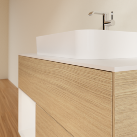 Тумба под раковину Villeroy & Boch Finion 100х50,1 см с подсветкой МДФ шпон дуба/стекло белое матовое G361GFPC