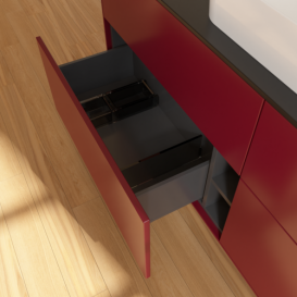 Тумба під раковину Villeroy & Boch Finion 160х50,1 см з підсвічуванням МДФ півонія матовий лак/скло чорне матове G73200HB