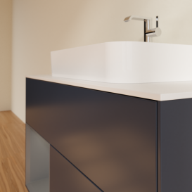 Тумба под раковину Villeroy & Boch Finion 100х50,1 см с подсветкой МДФ темно-синий матовый лак/стекло белое матовое G361GKHG