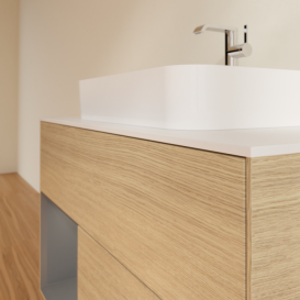 Тумба под раковину Villeroy & Boch Finion 100х50,1 см с подсветкой МДФ шпон дуба/стекло белое матовое G361GKPC