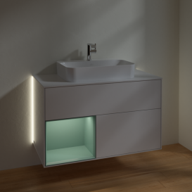 Тумба под раковину Villeroy & Boch Finion 100х50,1 см с подсветкой МДФ глянцевый белый лак/стекло белое матовое G361GMGF
