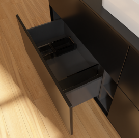 Тумба під раковину Villeroy & Boch Finion 160х50,1 см із підсвічуванням МДФ чорний матовий лак/скло чорне матове G73200PD