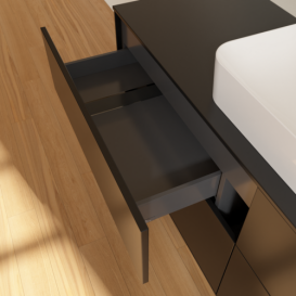 Тумба під раковину Villeroy & Boch Finion 160х50,1 см із підсвічуванням МДФ чорний матовий лак/скло чорне матове G73200PD