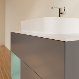 Тумба під раковину Villeroy & Boch Finion 100х50,1 см з підсвічуванням МДФ антрацит матовий лак/скло біле матове G361GMGK
