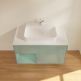 Тумба под раковину Villeroy & Boch Finion 100х50,1 см с подсветкой МДФ оливковый матовый лак/стекло белое матовое G361GMGM