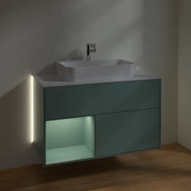 Тумба под раковину Villeroy & Boch Finion 100х50,1 см с подсветкой МДФ оливковый матовый лак/стекло белое матовое G361GMGM