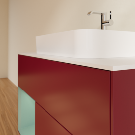 Тумба под раковину Villeroy & Boch Finion 100х50,1 см с подсветкой МДФ пион матовый лак/стекло белое матовое G361GMHB