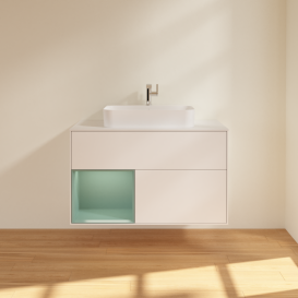 Тумба под раковину Villeroy & Boch Finion 100х50,1 см с подсветкой МДФ белый матовый лак/стекло белое матовое G361GMMT