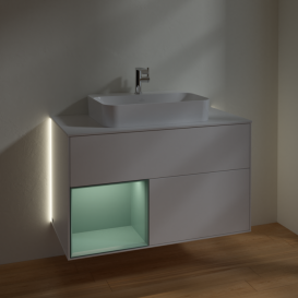 Тумба под раковину Villeroy & Boch Finion 100х50,1 см с подсветкой МДФ белый матовый лак/стекло белое матовое G361GMMT