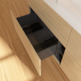 Тумба под раковину Villeroy & Boch Finion 160х50,1 см с подсветкой МДФ шпон дуба/стекло белое матовое G73100PC