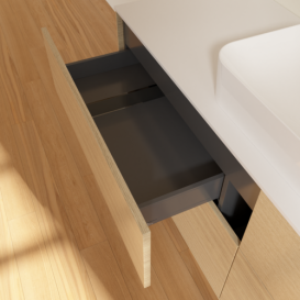 Тумба под раковину Villeroy & Boch Finion 160х50,1 см с подсветкой МДФ шпон дуба/стекло белое матовое G73100PC