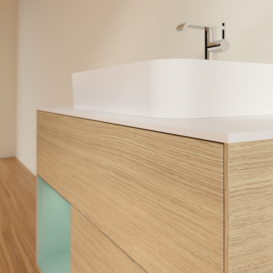 Тумба под раковину Villeroy & Boch Finion 100х50,1 см с подсветкой МДФ шпон дуба/стекло белое матовое G361GMPC