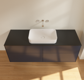 Тумба под раковину Villeroy & Boch Finion 160х50,1 см с подсветкой МДФ темно-синий матовый лак/стекло черное матовое G73200HG