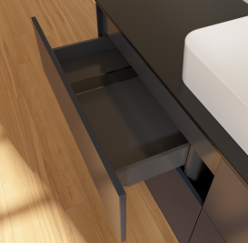 Тумба под раковину Villeroy & Boch Finion 160х50,1 см с подсветкой МДФ темно-синий матовый лак/стекло черное матовое G73200HG