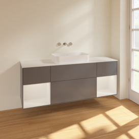 Тумба под раковину Villeroy & Boch Finion 160х50,1 см с подсветкой МДФ антрацит матовый лак/стекло белое матовое F741GFGK