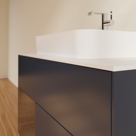 Тумба под раковину Villeroy & Boch Finion 100х50,1 см с подсветкой МДФ темно-синий матовый лак/стекло белое матовое G361GNHG