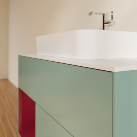 Тумба під раковину Villeroy & Boch Finion 100х50,1 см із підсвічуванням МДФ оливковий матовий лак/скло біле матове G361HBGM