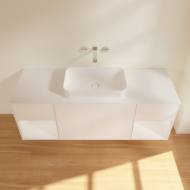 Тумба под раковину Villeroy & Boch Finion 160х50,1 см с подсветкой МДФ белый матовый лак/стекло белое матовое F741GFMT