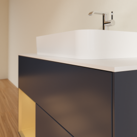 Тумба под раковину Villeroy & Boch Finion 100х50,1 см с подсветкой МДФ темно-синий матовый лак/стекло белое матовое G361HFHG
