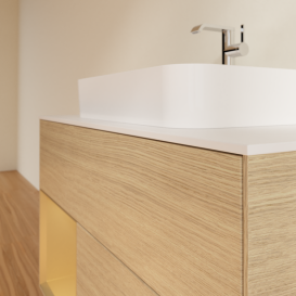 Тумба под раковину Villeroy & Boch Finion 100х50,1 см с подсветкой МДФ шпон дуба/стекло белое матовое G361HFPC