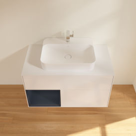 Тумба под раковину Villeroy & Boch Finion 100х50,1 см с подсветкой МДФ глянцевый белый лак/стекло белое матовое G361HGGF