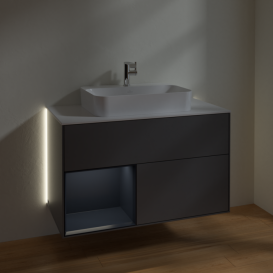 Тумба под раковину Villeroy & Boch Finion 100х50,1 см с подсветкой МДФ антрацит матовый лак/стекло белое матовое G361HGGK