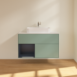 Тумба под раковину Villeroy & Boch Finion 100х50,1 см с подсветкой МДФ оливковый матовый лак/стекло белое матовое G361HGGM