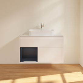 Тумба под раковину Villeroy & Boch Finion 100х50,1 см с подсветкой МДФ белый матовый лак/стекло белое матовое G361HGMT