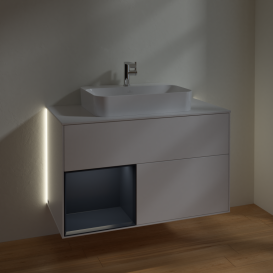 Тумба под раковину Villeroy & Boch Finion 100х50,1 см с подсветкой МДФ белый матовый лак/стекло белое матовое G361HGMT