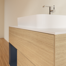 Тумба под раковину Villeroy & Boch Finion 100х50,1 см с подсветкой МДФ шпон дуба/стекло белое матовое G361HGPC