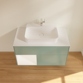 Тумба под раковину Villeroy & Boch Finion 100х50,1 см с подсветкой МДФ оливковый матовый лак/стекло белое матовое G361MTGM