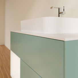 Тумба под раковину Villeroy & Boch Finion 100х50,1 см с подсветкой МДФ оливковый матовый лак/стекло белое матовое G361MTGM