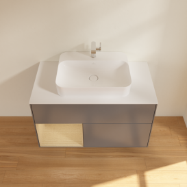 Тумба под раковину Villeroy & Boch Finion 100х50,1 см с подсветкой МДФ антрацит матовый лак/стекло белое матовое G361PCGK