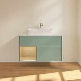 Тумба под раковину Villeroy & Boch Finion 100х50,1 см с подсветкой МДФ оливковый матовый лак/стекло белое матовое G361PCGM