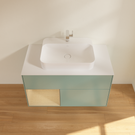 Тумба под раковину Villeroy & Boch Finion 100х50,1 см с подсветкой МДФ оливковый матовый лак/стекло белое матовое G361PCGM