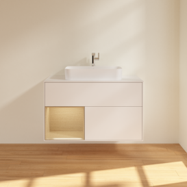 Тумба під раковину Villeroy & Boch Finion 100х50,1 см із підсвічуванням МДФ білий матовий лак/скло біле матове G361PCMT