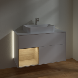 Тумба під раковину Villeroy & Boch Finion 100х50,1 см із підсвічуванням МДФ білий матовий лак/скло біле матове G361PCMT