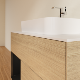 Тумба под раковину Villeroy & Boch Finion 100х50,1 см с подсветкой МДФ шпон дуба/стекло белое матовое G361PDPC