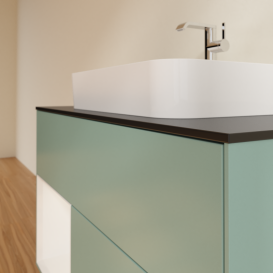 Тумба под раковину Villeroy & Boch Finion 100х50,1 см с подсветкой МДФ оливковый матовый лак/стекло черное матовое G362GFGM