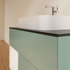 Тумба под раковину Villeroy & Boch Finion 100х50,1 см с подсветкой МДФ оливковый матовый лак/стекло черное матовое G362GFGM