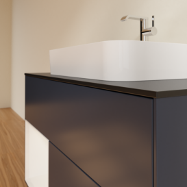 Тумба под раковину Villeroy & Boch Finion 100х50,1 см с подсветкой МДФ темно-синий матовый лак/стекло черное матовое G362GFHG