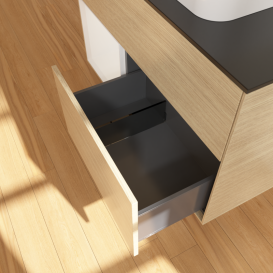 Тумба под раковину Villeroy & Boch Finion 100х50,1 см с подсветкой МДФ шпон дуба/стекло черное матовое G362GFPC