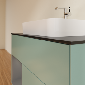 Тумба под раковину Villeroy & Boch Finion 100х50,1 см с подсветкой МДФ оливковый матовый лак/стекло черное матовое G362GKGM