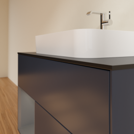 Тумба под раковину Villeroy & Boch Finion 100х50,1 см с подсветкой МДФ темно-синий матовый лак/стекло черное матовое G362GKHG