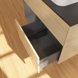 Тумба под раковину Villeroy & Boch Finion 100х50,1 см с подсветкой МДФ шпон дуба/стекло черное матовое G362GKPC